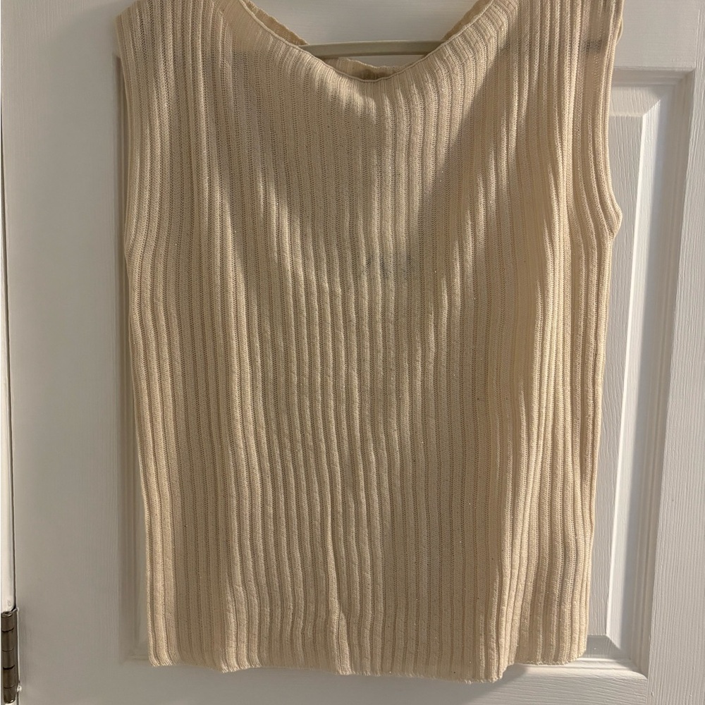Zara Cream Ribbed Tank Top - Picture 7 of 7